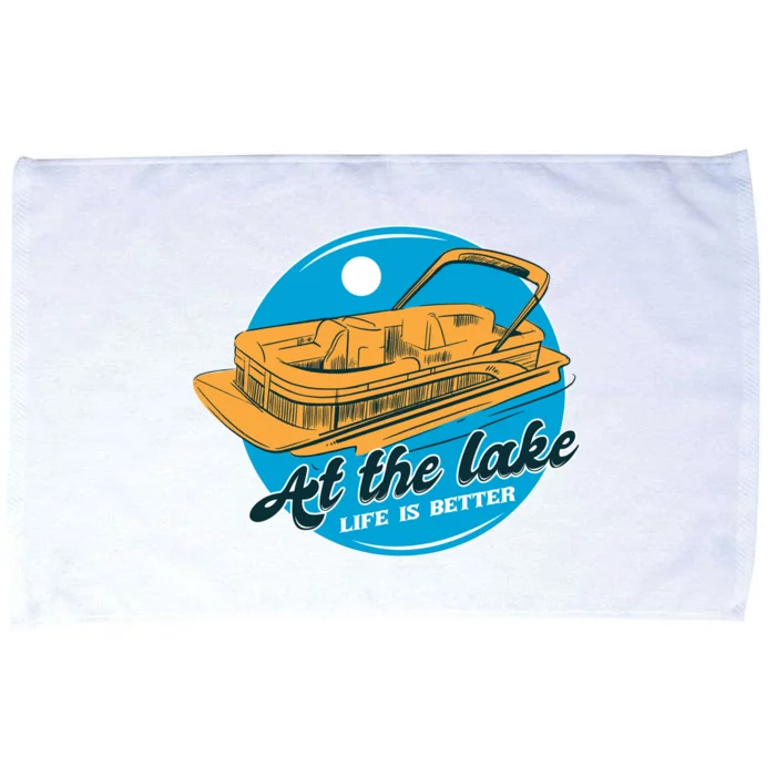 At The Lake Life Is Better Pontoon Microfiber Hand Towel