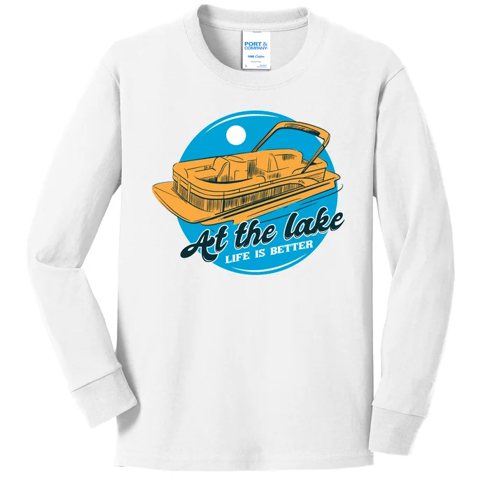 At The Lake Life Is Better Pontoon Kids Long Sleeve Shirt