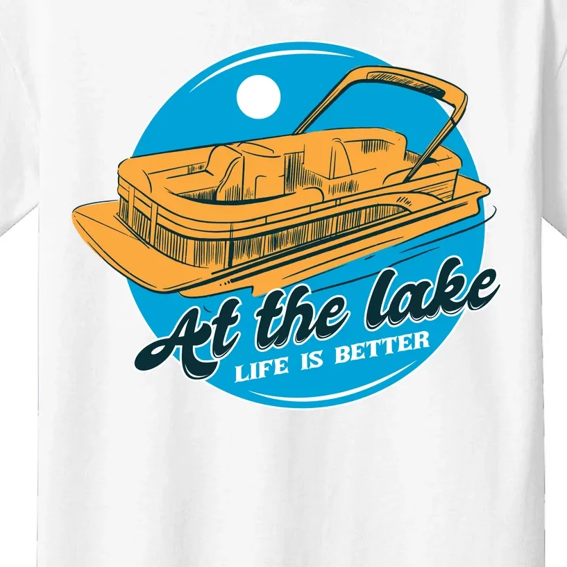 At The Lake Life Is Better Pontoon Kids T-Shirt