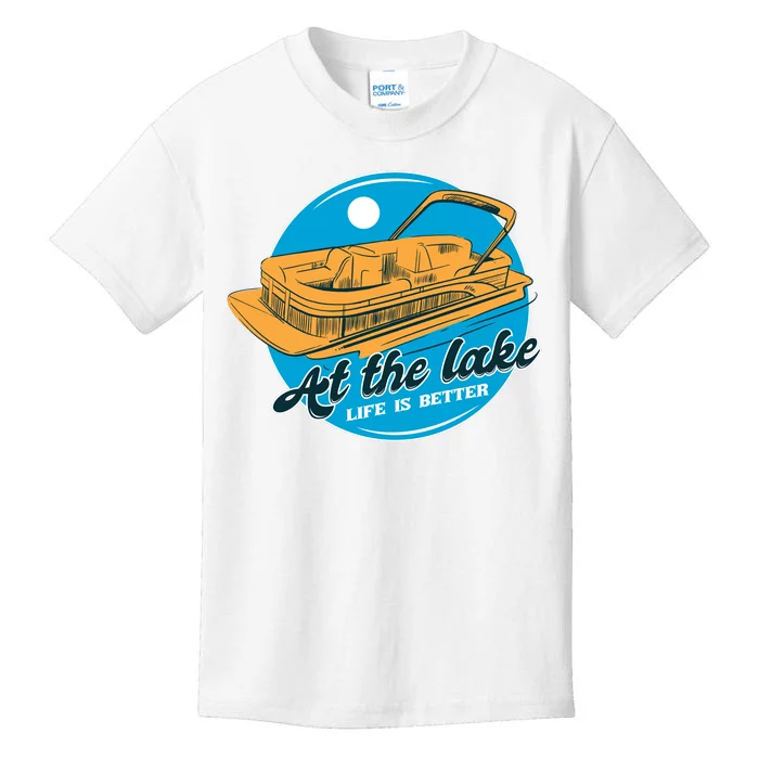 At The Lake Life Is Better Pontoon Kids T-Shirt