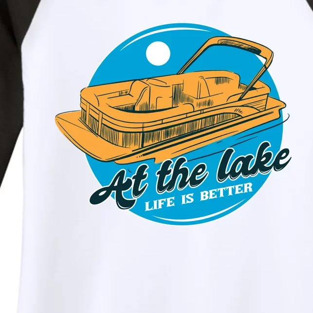 At The Lake Life Is Better Pontoon Women's Tri-Blend 3/4-Sleeve Raglan Shirt