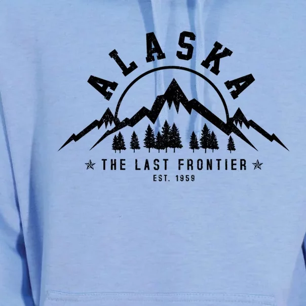 Alaska The Last Frontier Est 1959 Mountains Nature Gift Unisex Surf Hoodie