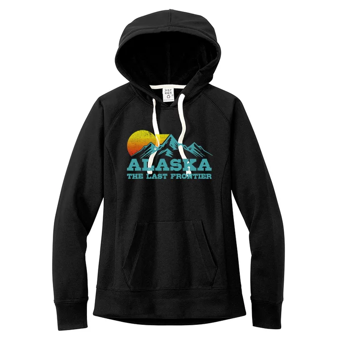 Alaska The Last Frontier Vintage Mountains Sunset Souvenir Women's Fleece Hoodie