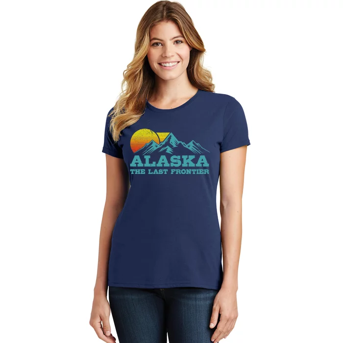 Alaska The Last Frontier Vintage Mountains Sunset Souvenir Women's T-Shirt