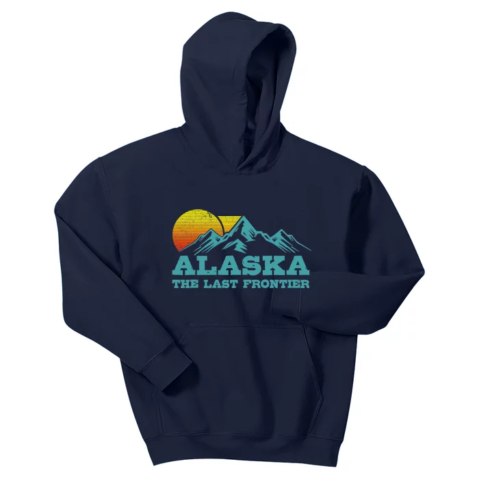 Alaska The Last Frontier Vintage Mountains Sunset Souvenir Kids Hoodie