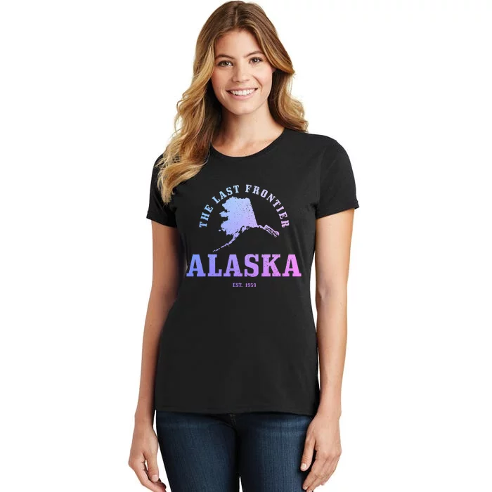 Alaska The Last Frontier State Map Est. 1959 Vintage Women's T-Shirt