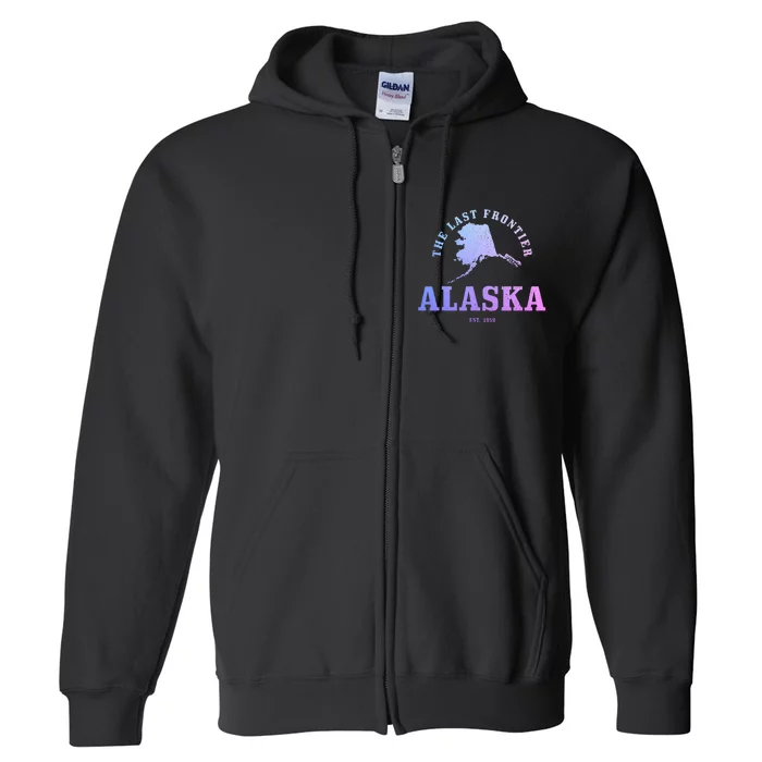 Alaska The Last Frontier State Map Est. 1959 Vintage Full Zip Hoodie