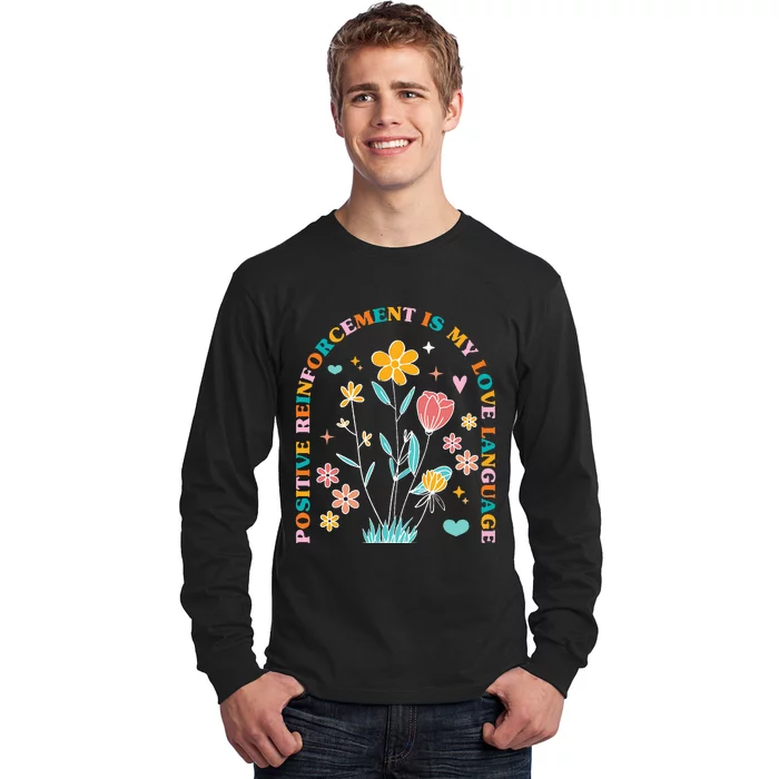 Aba Therapist Love Language Behavior Analyst Rbt Floral Long Sleeve Shirt