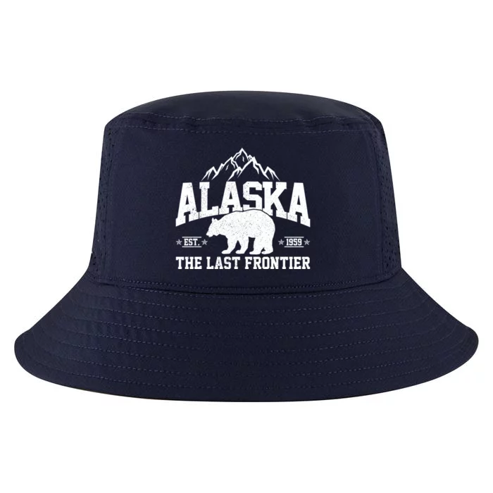 Alaska The Last Frontier EST 1959 Grizzly Bear Mountains Cool Comfort Performance Bucket Hat