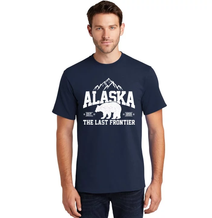 Alaska The Last Frontier EST 1959 Grizzly Bear Mountains Tall T-Shirt