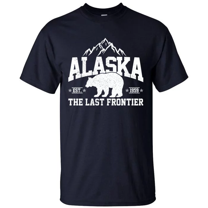 Alaska The Last Frontier EST 1959 Grizzly Bear Mountains Tall T-Shirt