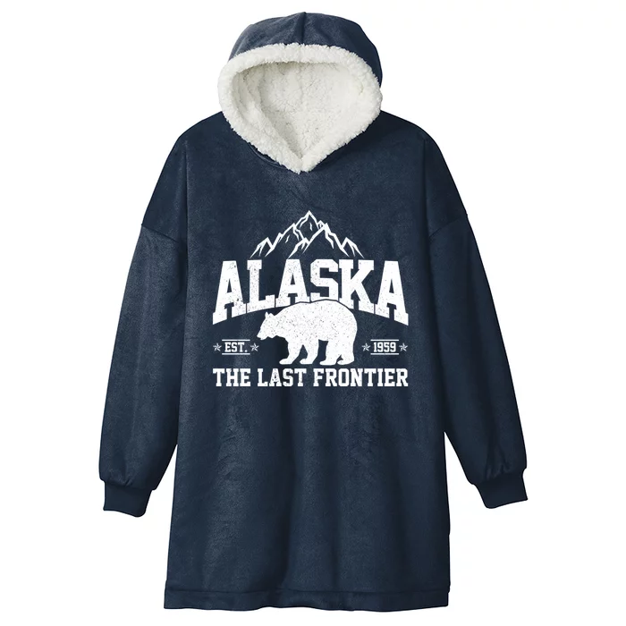 Alaska The Last Frontier EST 1959 Grizzly Bear Mountains Hooded Wearable Blanket