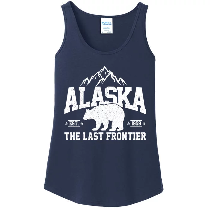 Alaska The Last Frontier EST 1959 Grizzly Bear Mountains Ladies Essential Tank