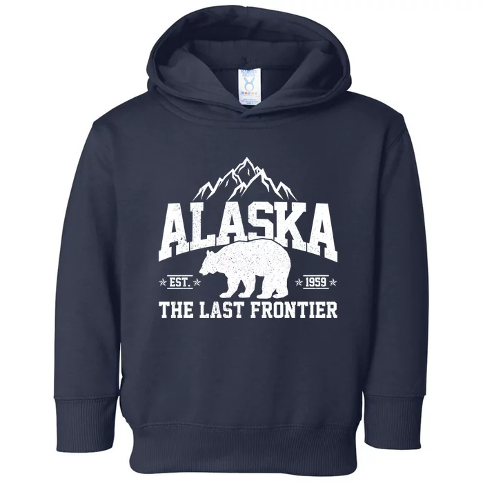 Alaska The Last Frontier EST 1959 Grizzly Bear Mountains Toddler Hoodie