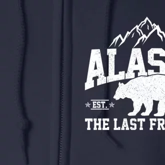 Alaska The Last Frontier EST 1959 Grizzly Bear Mountains Full Zip Hoodie