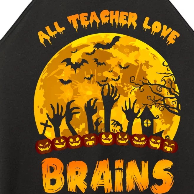 All Teacher Love Brains Women’s Perfect Tri Rocker Tank