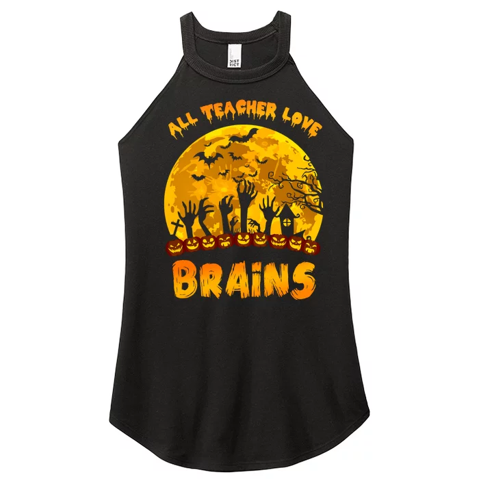 All Teacher Love Brains Women’s Perfect Tri Rocker Tank