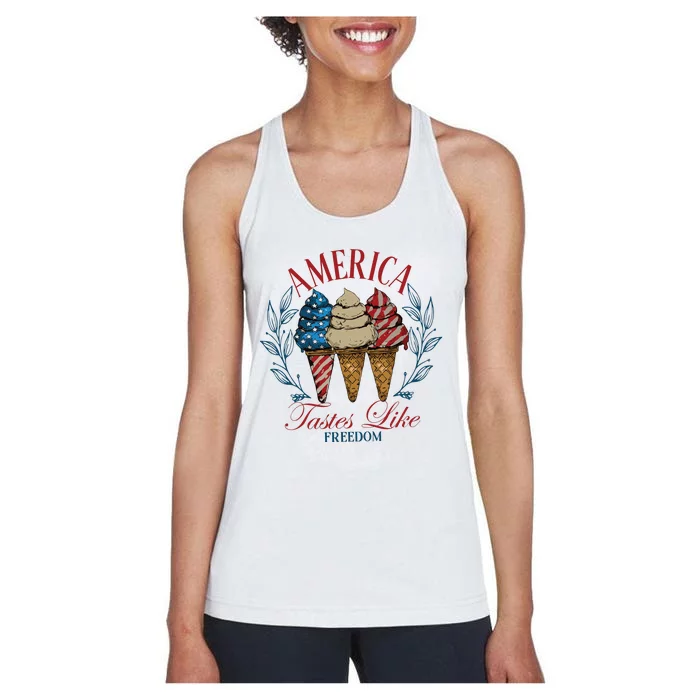 America Tastes Like Freedom America Women's Racerback Tank