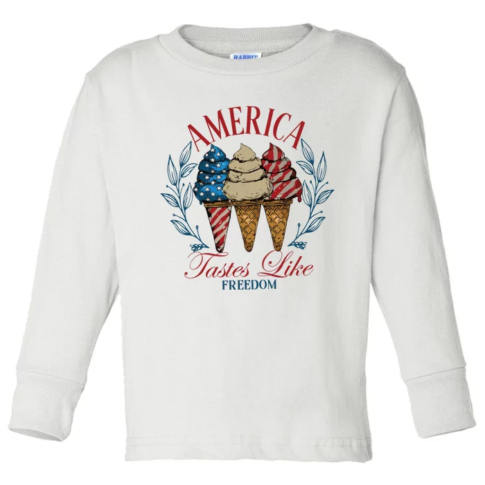 America Tastes Like Freedom America Toddler Long Sleeve Shirt