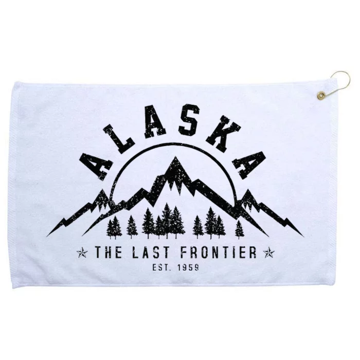 Alaska The Last Frontier Est. 1959 Mountains Nature Gift Grommeted Golf Towel