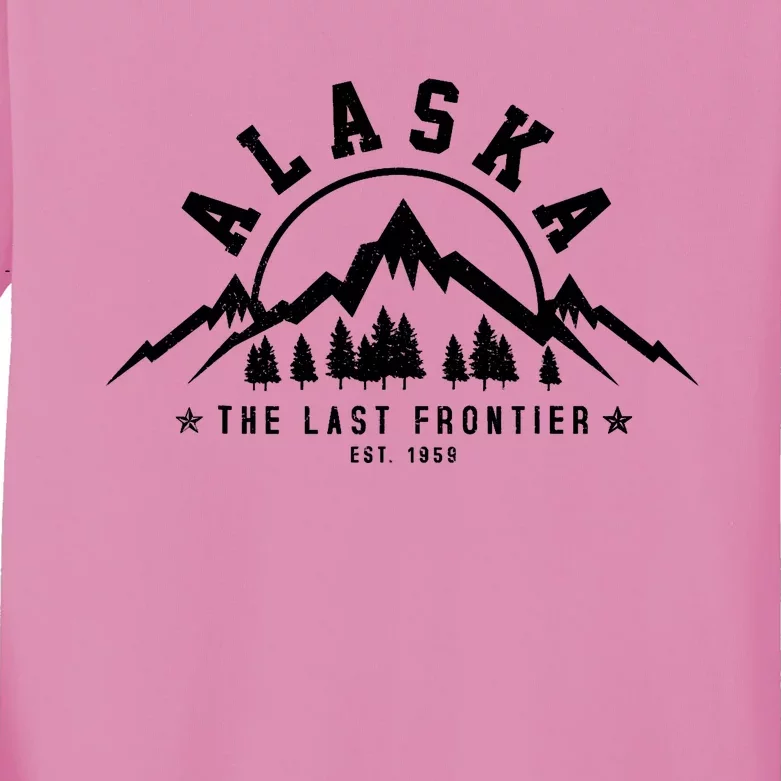 Alaska The Last Frontier Est. 1959 Mountains Nature Gift Kids Long Sleeve Shirt