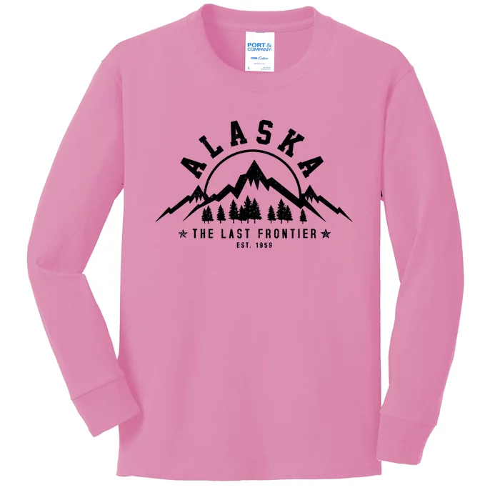 Alaska The Last Frontier Est. 1959 Mountains Nature Gift Kids Long Sleeve Shirt