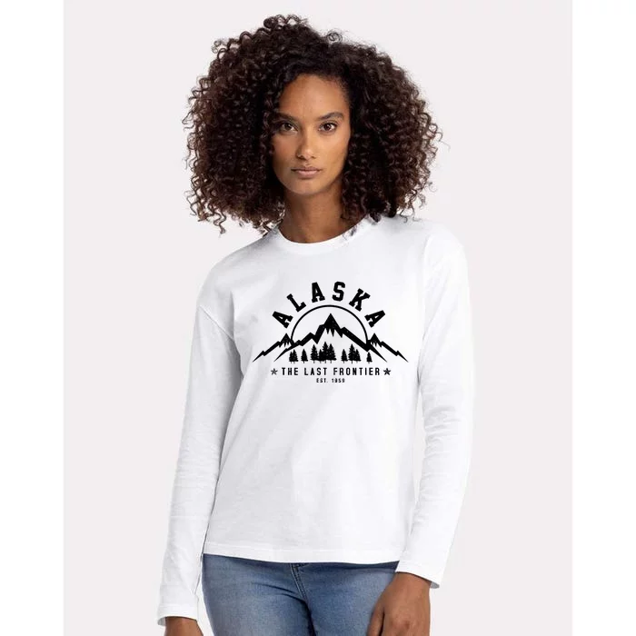 Alaska The Last Frontier Est. 1959 Mountains Nature Gift Womens Cotton Relaxed Long Sleeve T-Shirt