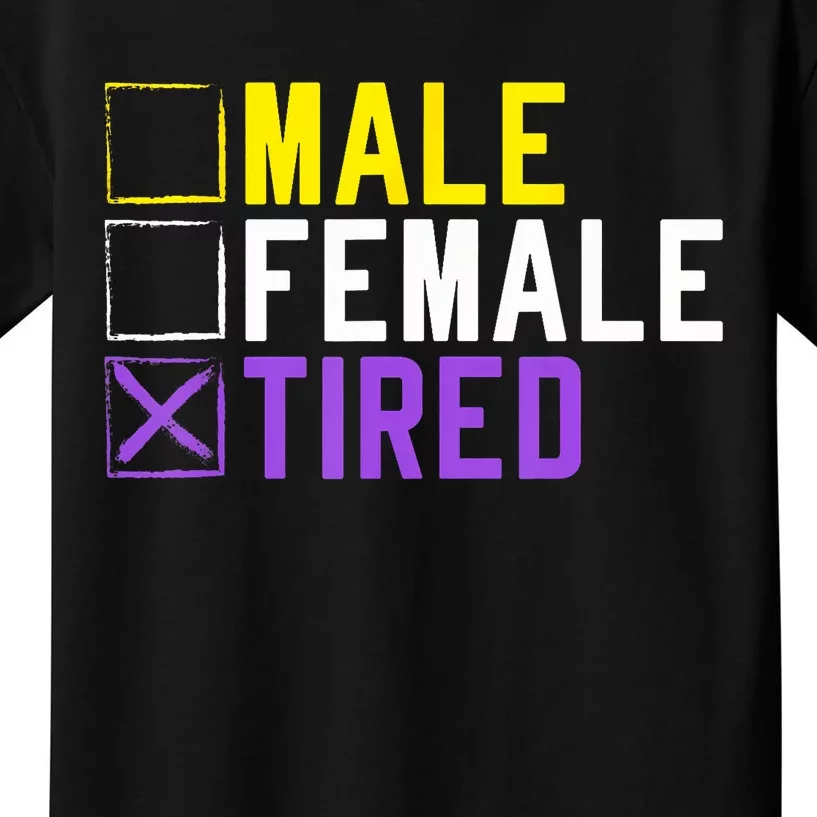 Asexual Transexual Lgbt Pride Gift Tired Non Binary Kids T-Shirt