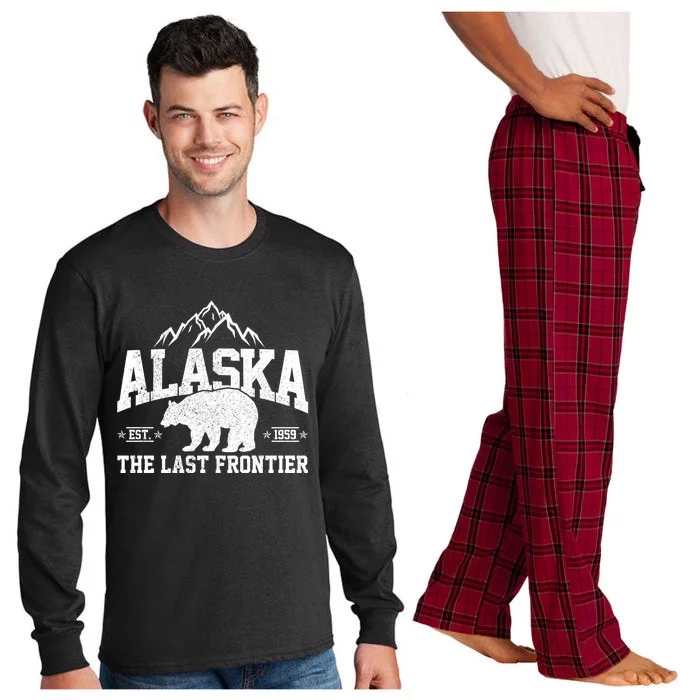 Alaska The Last Frontier Est 1959 Grizzly Bear Mountains Cool Gift Long Sleeve Pajama Set