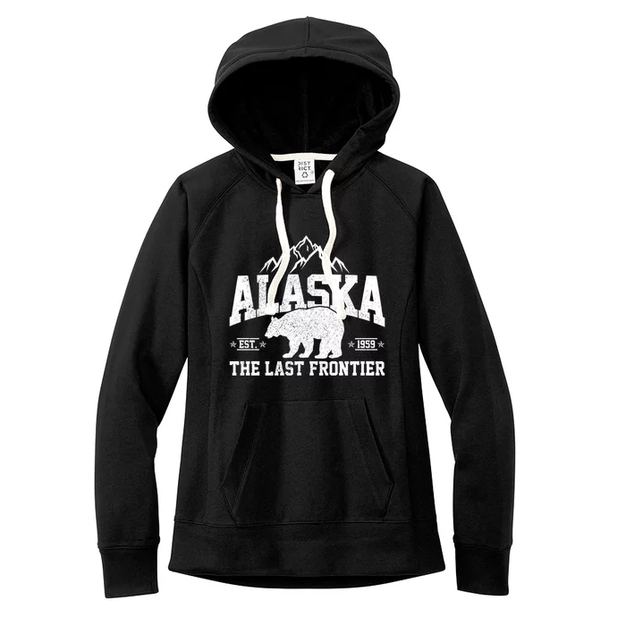 Alaska The Last Frontier Est 1959 Grizzly Bear Mountains Cool Gift Women's Fleece Hoodie