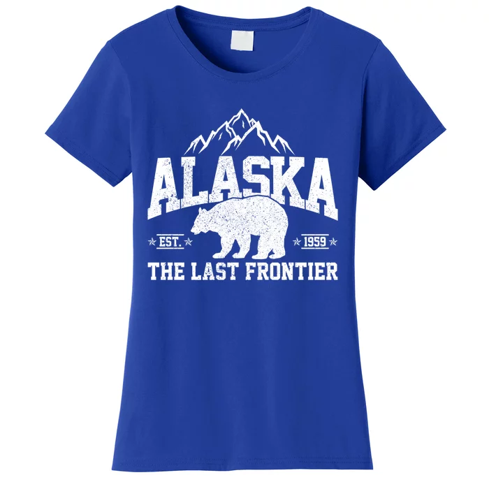 Alaska The Last Frontier Est 1959 Grizzly Bear Mountains Cool Gift Women's T-Shirt