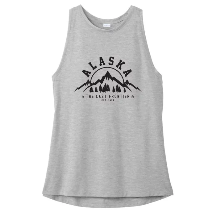 Alaska The Last Frontier Est 1959 Mountains Nature Gift Ladies Tri-Blend Wicking Tank