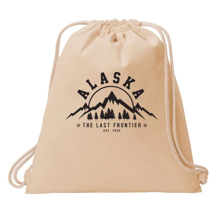 Alaska The Last Frontier Est 1959 Mountains Nature Gift Drawstring Bag