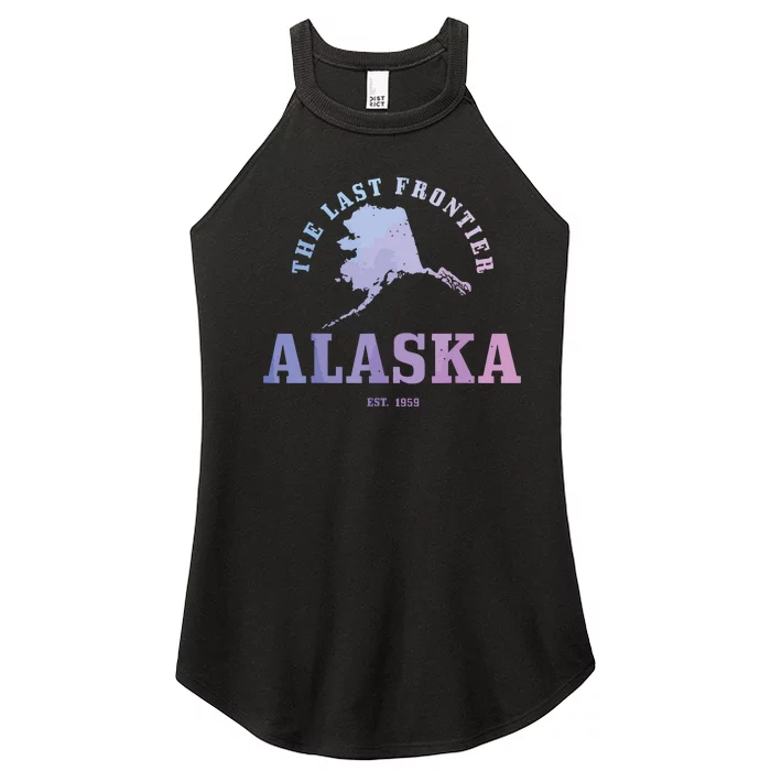 Alaska The Last Frontier State Map Est 1959 Vintage Women’s Perfect Tri Rocker Tank