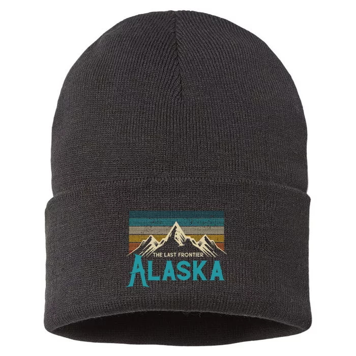 Alaska The Last Frontier Vintage Mountains Nature Gift Sustainable Knit Beanie