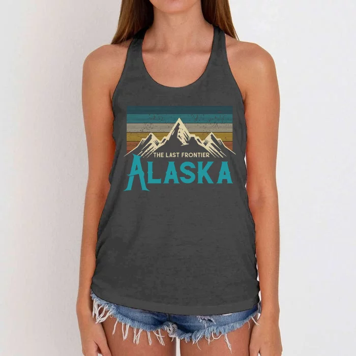 Alaska The Last Frontier Vintage Mountains Nature Gift Women's Knotted Racerback Tank