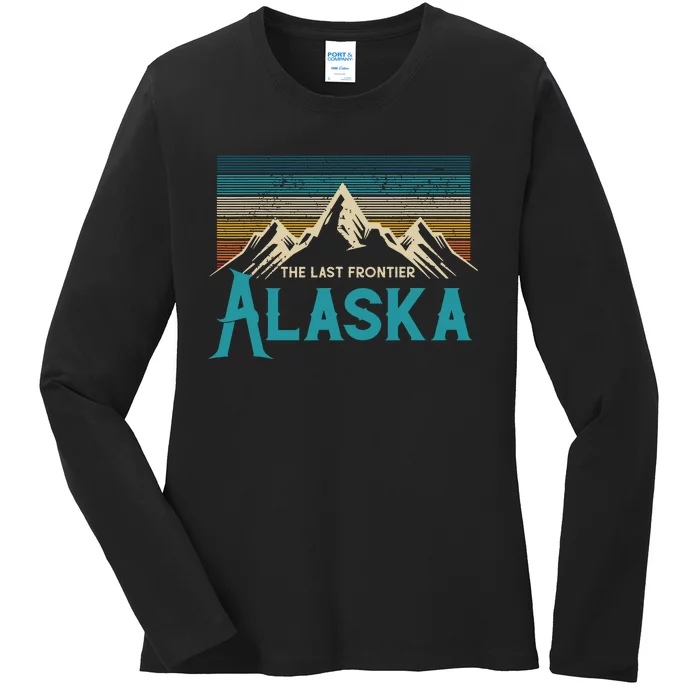 Alaska The Last Frontier Vintage Mountains Nature Gift Ladies Long Sleeve Shirt