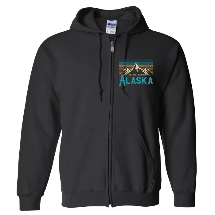 Alaska The Last Frontier Vintage Mountains Nature Gift Full Zip Hoodie