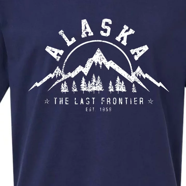 Alaska The Last Frontier Est 1959 Mountains Nature Gift Sueded Cloud Jersey T-Shirt