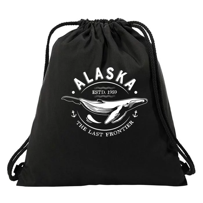 Alaska The Last Frontier Whale Home Cruise Vintage Drawstring Bag