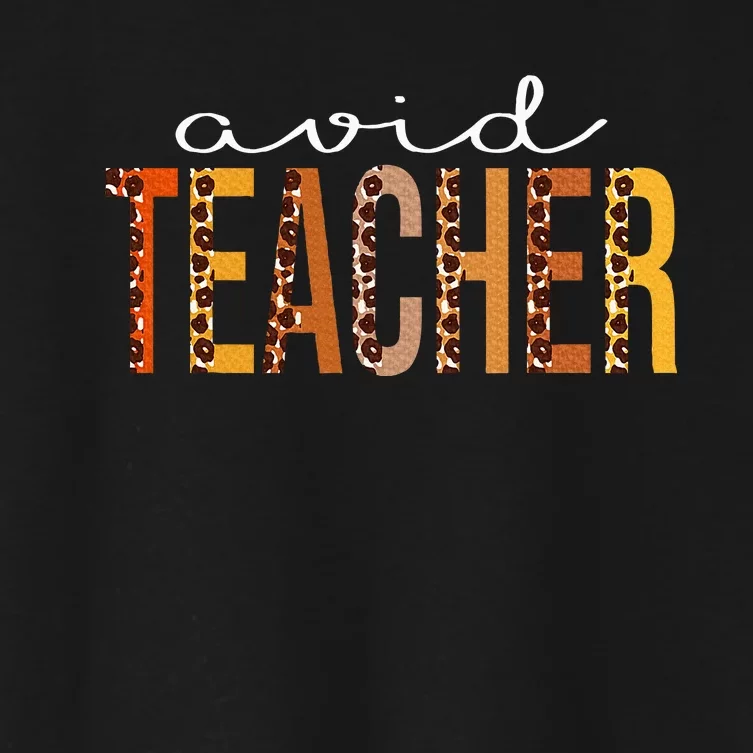 Avid Teacher Leopard Squad Cute Fall Autumn Thanksgiving Women's Crop Top Tee