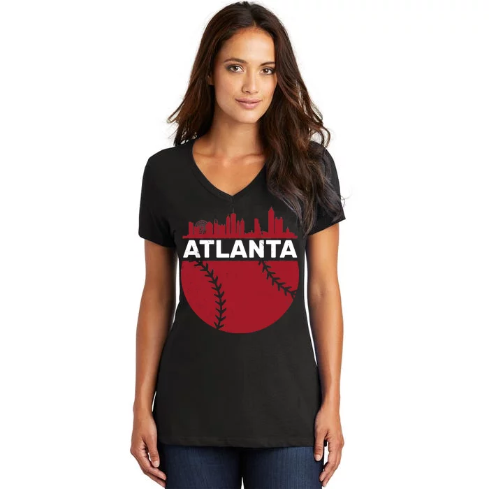 Atlanta Fan Baseball City Women's V-Neck T-Shirt