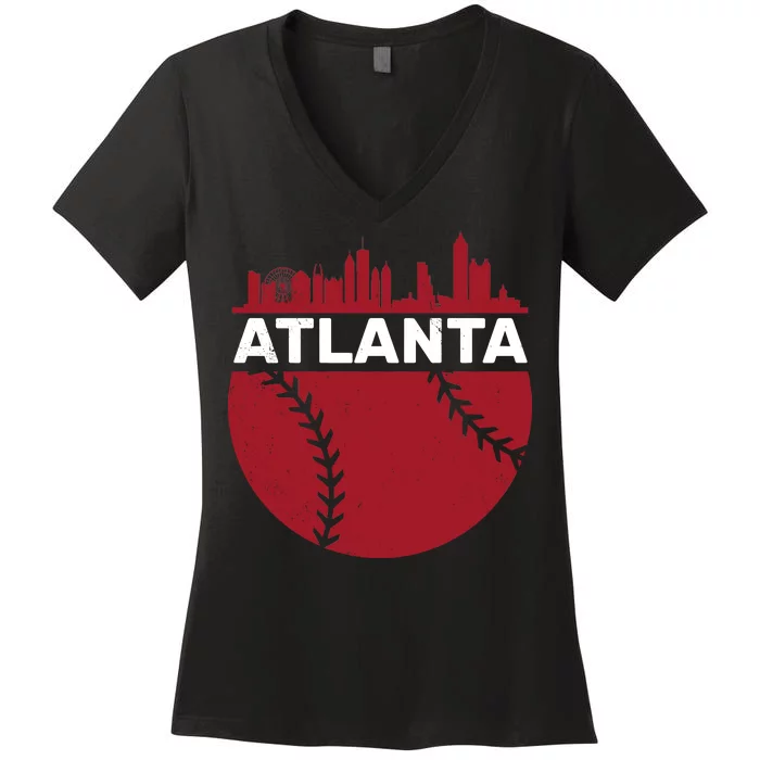 Atlanta Fan Baseball City Women's V-Neck T-Shirt