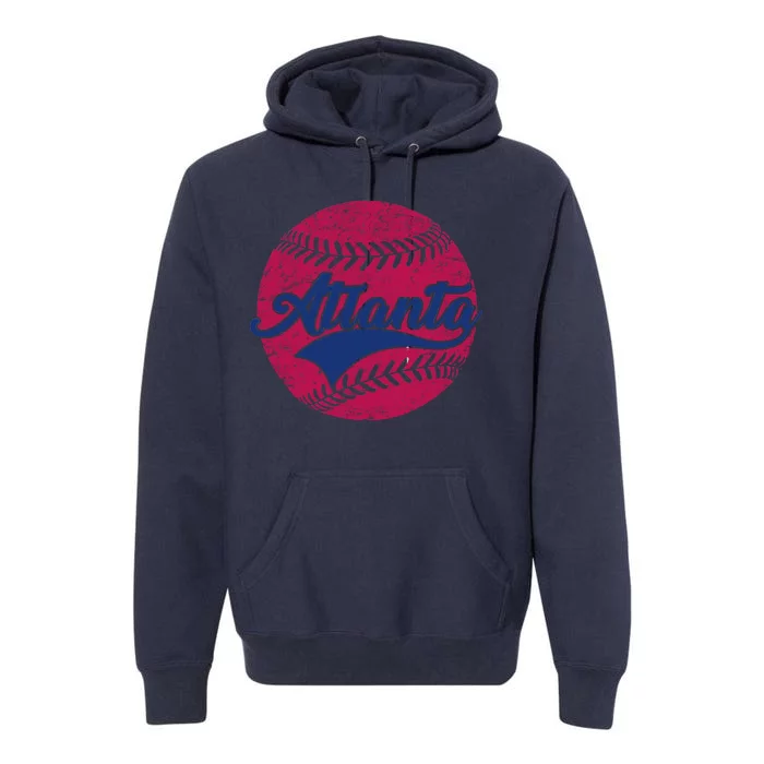 Atlanta Vintage Baseball Fan Premium Hoodie