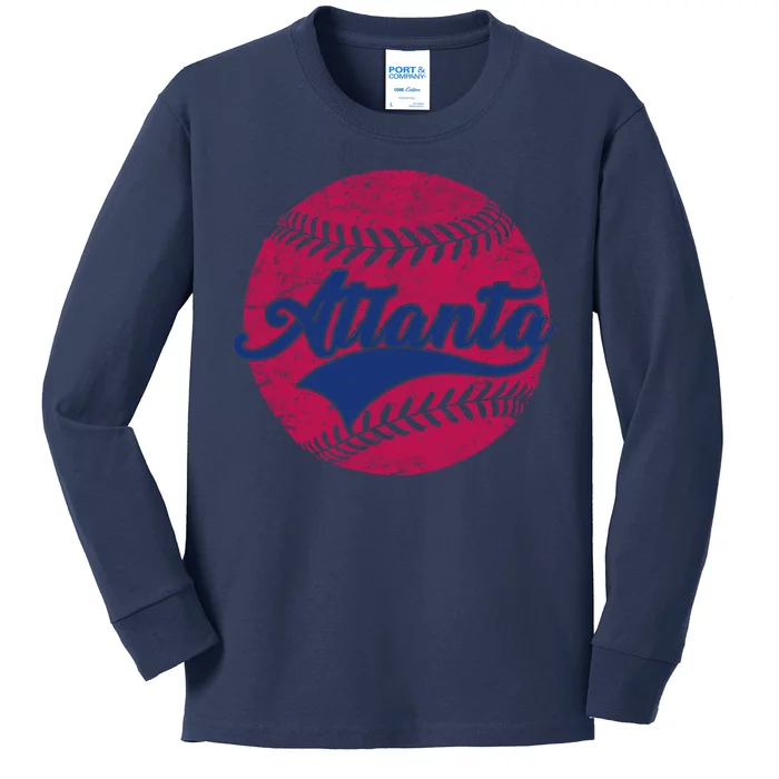 Atlanta Vintage Baseball Fan Kids Long Sleeve Shirt