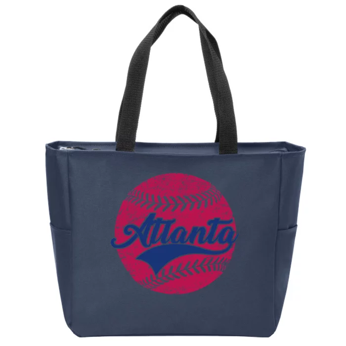 Atlanta Vintage Baseball Fan Zip Tote Bag