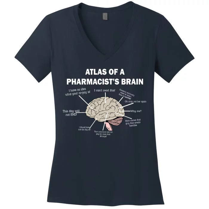 Atlas of A Pharmacist's Brain Women's V-Neck T-Shirt