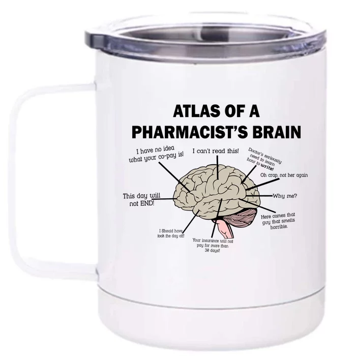 Atlas of A Pharmacist's Brain Front & Back 12oz Stainless Steel Tumbler Cup