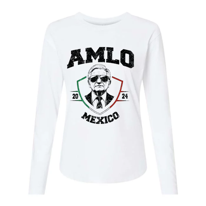 Amlo Tricolor Mexican Flag Mexican President 2024 Womens Cotton Relaxed Long Sleeve T-Shirt