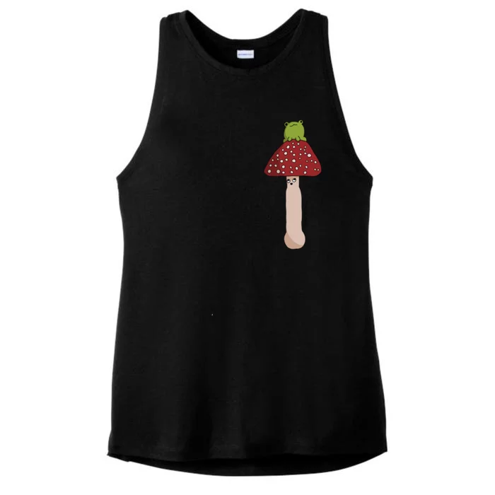 A Toadstool Mushroom With A Little Friend Ladies Tri-Blend Wicking Tank